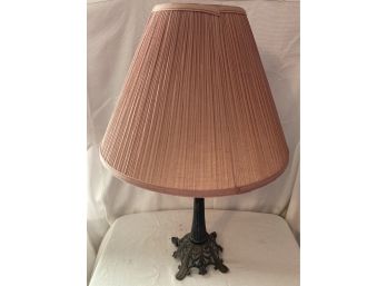Dark Brown Lamp Stand With Pink Shade