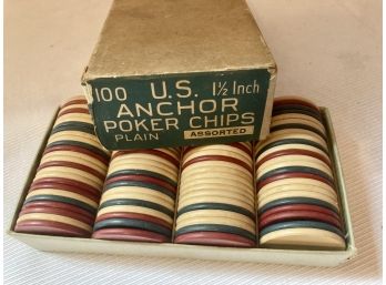 Vintage Poker Chips In Original Box