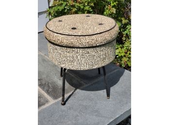 Mid Century Modern Kason  Footstool With Lined Storage Compartment