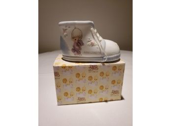 Precious Moments Baby Shoe Bank Boy With Bear