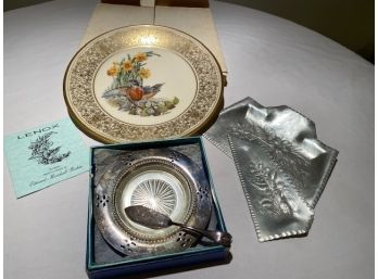 Lenox Collectible Plate, Oneida Silverplate Butter Server