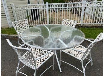 Vintage Brown Jordan Outdoor Dining Table And 4 Web Chairs