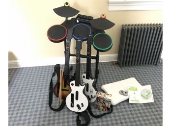 Wii Guitar Band Drum Set/ Guitars, Wii Sing It, And Wii Fit