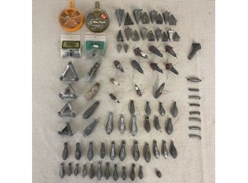 Lot Of Fishing Sinkers And Gear