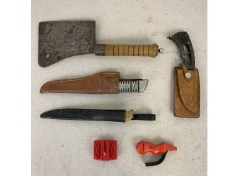 Lot Of Knives And Cleaver With Sharpeners