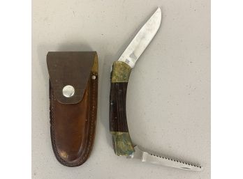 Precise Original Deerslayer Folding Knife With Leather Sheath