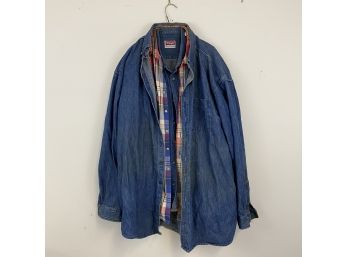 Lot Of 3 Shirts Denim And Flannel