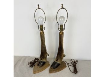 Pair Of Vintage Mounted Hoof Lamps