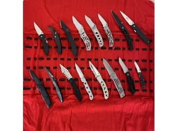 Lot Of 16 Folding Knives In Case