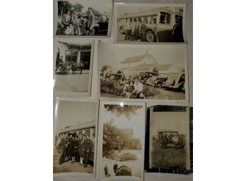 7 Original Photographs From A World War II Sailors Estate: Cool Period Autos, Buses, Fashions,Horse & Carriage