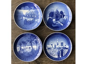 Four Vintage Royal Copenhagen Made In Denmark Porcelain Christmas Plates. Circa 1969 - 1988