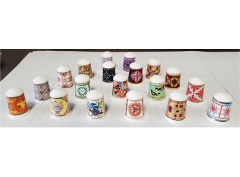 Lot Of 1983 FP - Fine Porcelain Thimbles (19 Total)  With Dated Quilt Patterns From 1800 To 1931