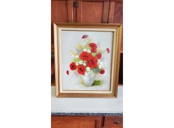 Framed Oil Painting - Still Life Of Beautiful Flower Bouquet In A Vase
