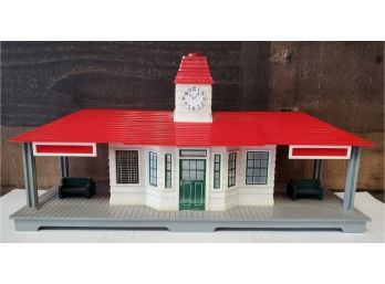 Vintage Plasticville Train Station With Western Union Office, Two Benches, & Clock Tower. For Village Or Parts