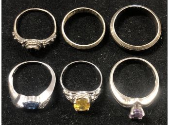Beautiful Lot Of Sterling Silver Rings With Gemstones ET
