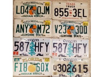 8 Vintage U.S. States Auto / Truck License Plates