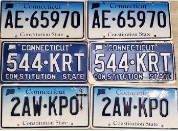Six Connecticut Car License Plates