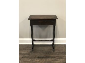 Cute Little Lovely Dark Pine Side Table / Plant Stand -  With Storage Space
