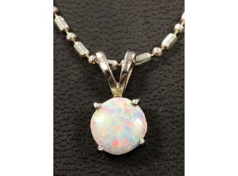 Lovey 22 Inch Opal Pendant With Long Sterling Silver Chain