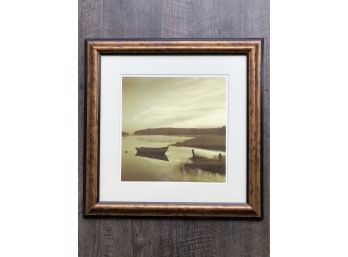 Serine Professionally Matted & Framed Large Photograph Of A Lake Scene