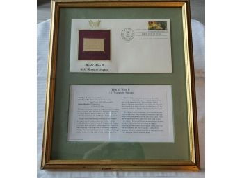 Framed World War II First Day Of Issue 29 Cents Stamp Envelope 'US Troops In Saipon' Jun 6, 1994