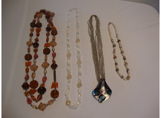 Glass Bead Necklace Lot (4)