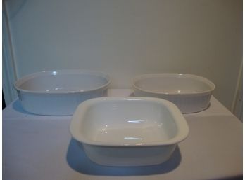 3 Corning Ware White Baking Dishes