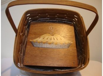 1985 Longaberger Cake Basket With Painted Pie Stand