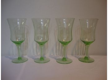 4 Green Depression Water Glasses