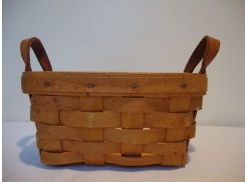 1995 Longaberger Leather Handled Basket