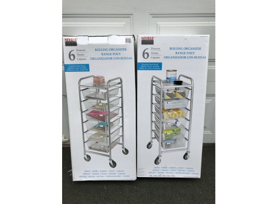 Pair Of New Seville Classics Rolling Organizers