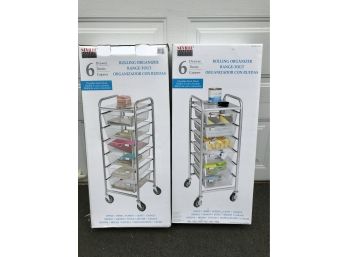 Pair Of New Seville Classics Rolling Organizers