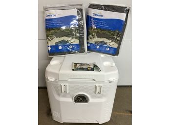 IGLOO Top Of The Line Rolling Cooler And A Pair Of COOLAROO Sunshades