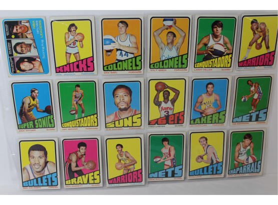 18 1972 NBA Basketball Cards - Dan Issel & Phil Jackson & Scoring Leaders Card Kareem