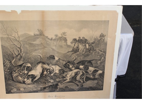 19th Century Print 'Fox Hunting -death Of The Fox' By F. Hartwich - Published By F. Silber
