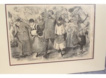 19th Century Harper's Weekly Print 'Crossing Broadway' By Sol Eytinge