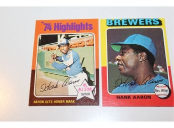 1975 Topps Aaron '74 Highlights & Regular Aaron Card