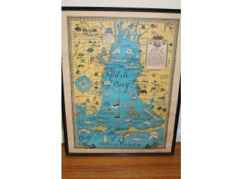1950 MCM Tourist Map Of Mobile Bay