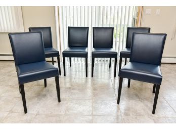 Set Of Six Crate & Barrel Leather Dining Room Chairs