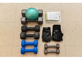 Workout Gear Dumbbells, Danskin Ball, Elastic Band And More