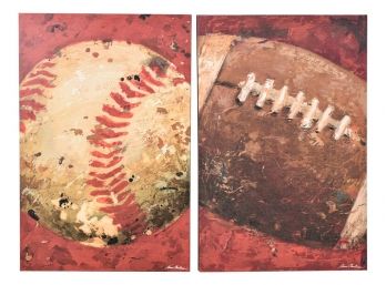 Pair Of Baseball And Football Canvas Prints By Aaron Christensen