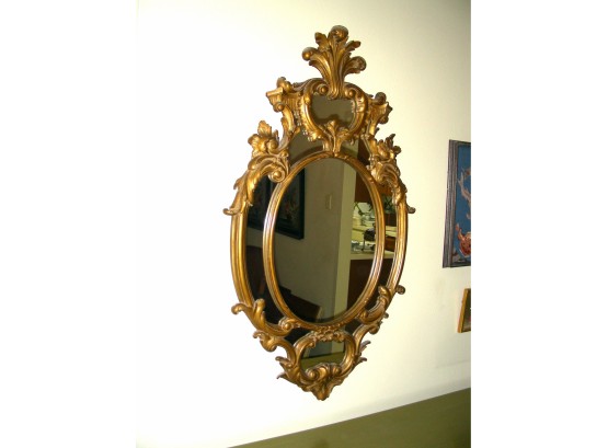 Rococo Style Carved Gold Tone Wall Mirror