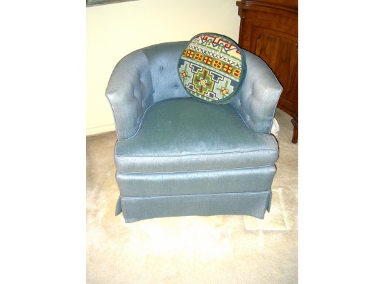 Vintage Henredon Button Tufted Club Chair On Wheels