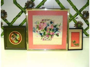 Framed Needlepoint - 3 Pieces