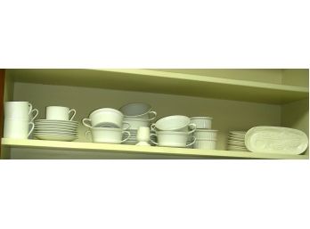 White Ribbed Dinnerware And Corn Dishes