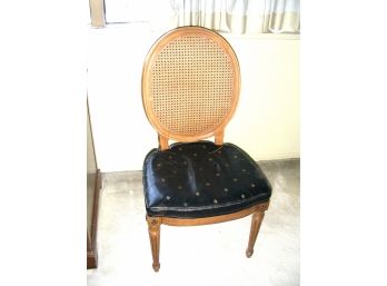Thomasville Side Chair With Cane Back, Leather Seat