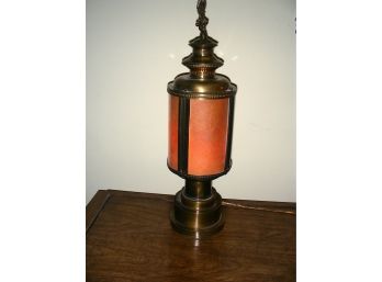 Table Lamp (A): Etched Glass Shade With Paper Liner