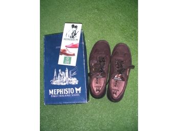 Pair Of Mephisto Men's Dark Chocolate-color Walking Shoes, Size 9.5, With Box