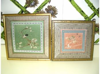 Two Framed Chinese Silk Embroidery Panels