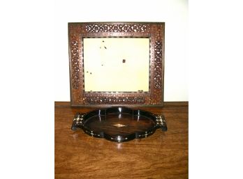 Inlaid Items: Picture Frame Inlaid With Brass, Tray Inlaid With Mother Of Pearl